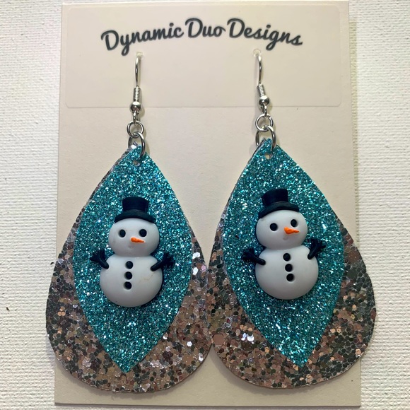 Snowman ⛄️ glitter earrings - Picture 4 of 5